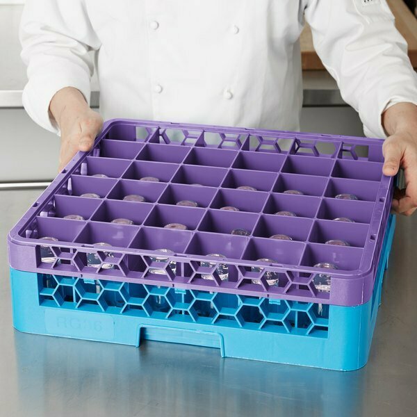 Carlisle Foodservice RE36C89 OptiClean 36 Compartment Lavender Color-Coded Glass Rack Extender 271RE36CPU